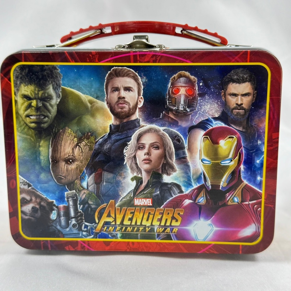 Marvel Avengers Infinity War Metal Small Box Tin Tote Red Superhero Collectible